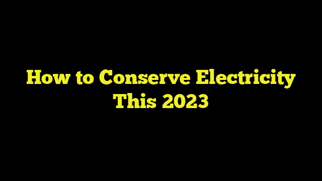 How to Conserve Electricity This 2023